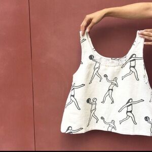 Po-em volleyball hand block printed every tank top